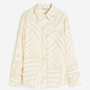 H&M Beige and White Patterned Collared Shirt